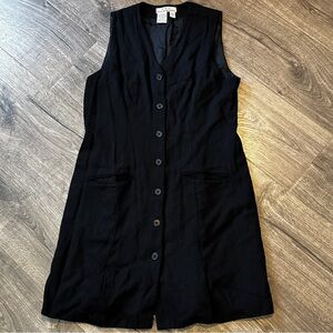 Vintage Eddie Bauer Black Button-Down Wool Mini Dress